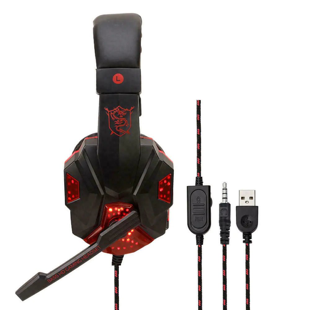 3.5mm Gaming Headset Mic LED Headphones Stereo Bass Surround For PC PS4 Xbox One - FASTSHOPP👜