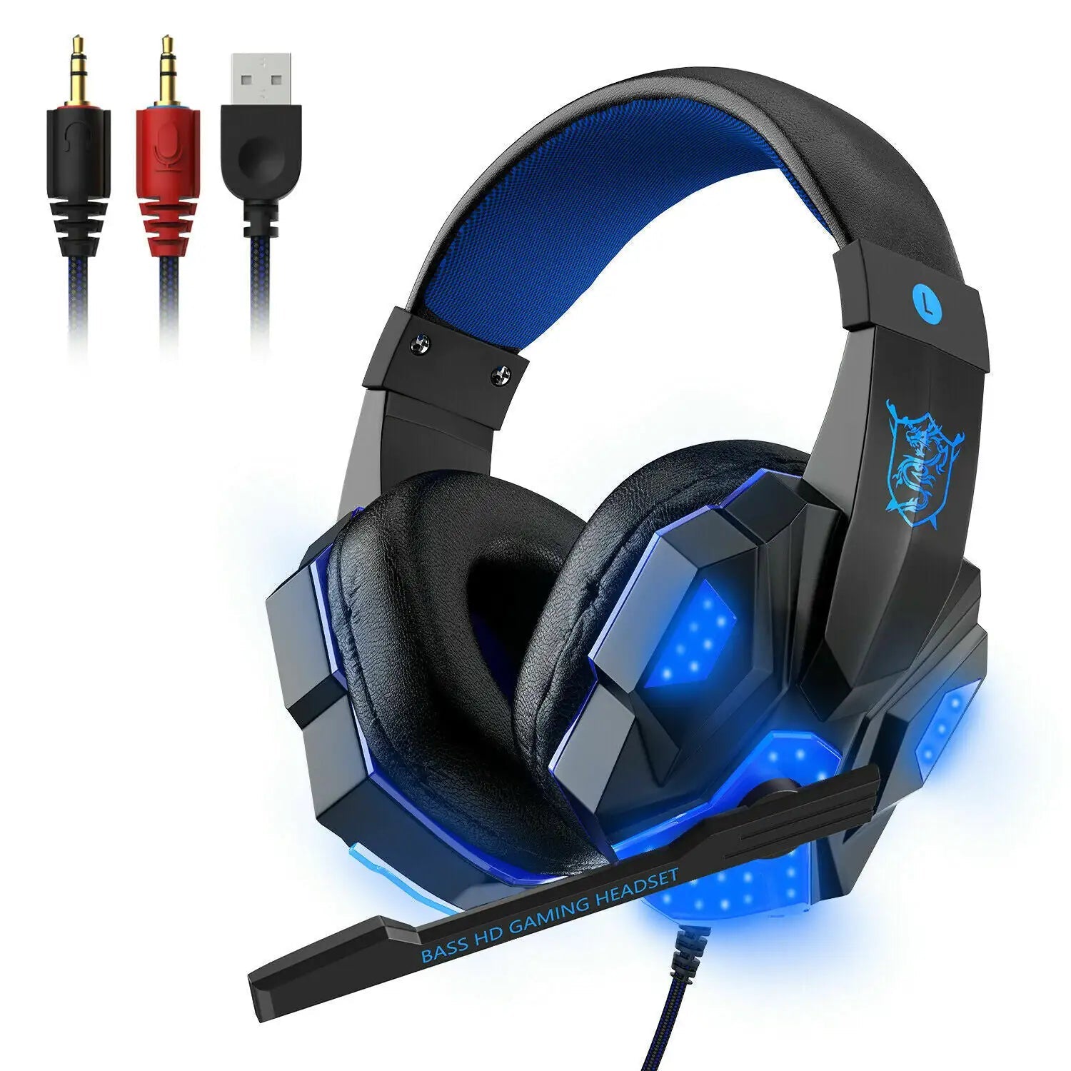 3.5mm Gaming Headset Mic LED Headphones Stereo Bass Surround For PC PS4 Xbox One - FASTSHOPP👜