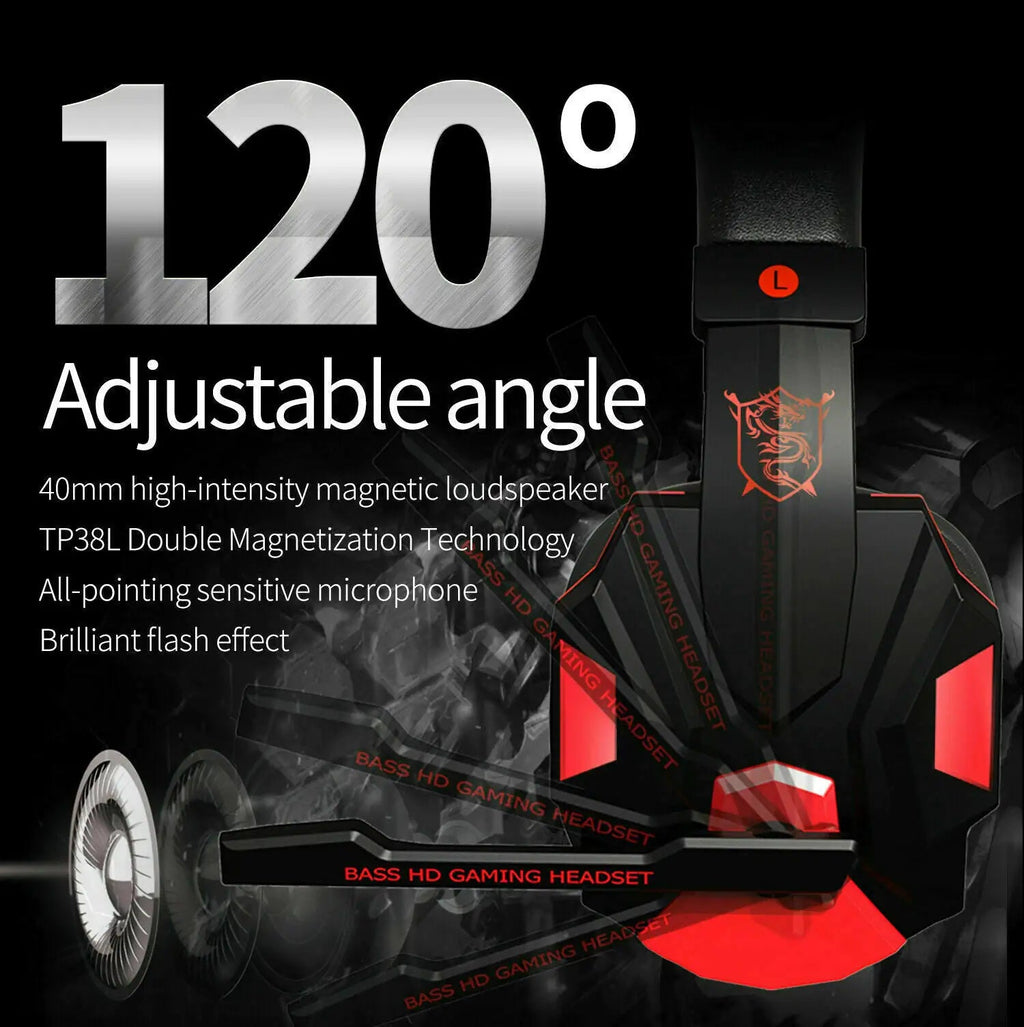 3.5mm Gaming Headset Mic LED Headphones Stereo Bass Surround For PC PS4 Xbox One - FASTSHOPP👜