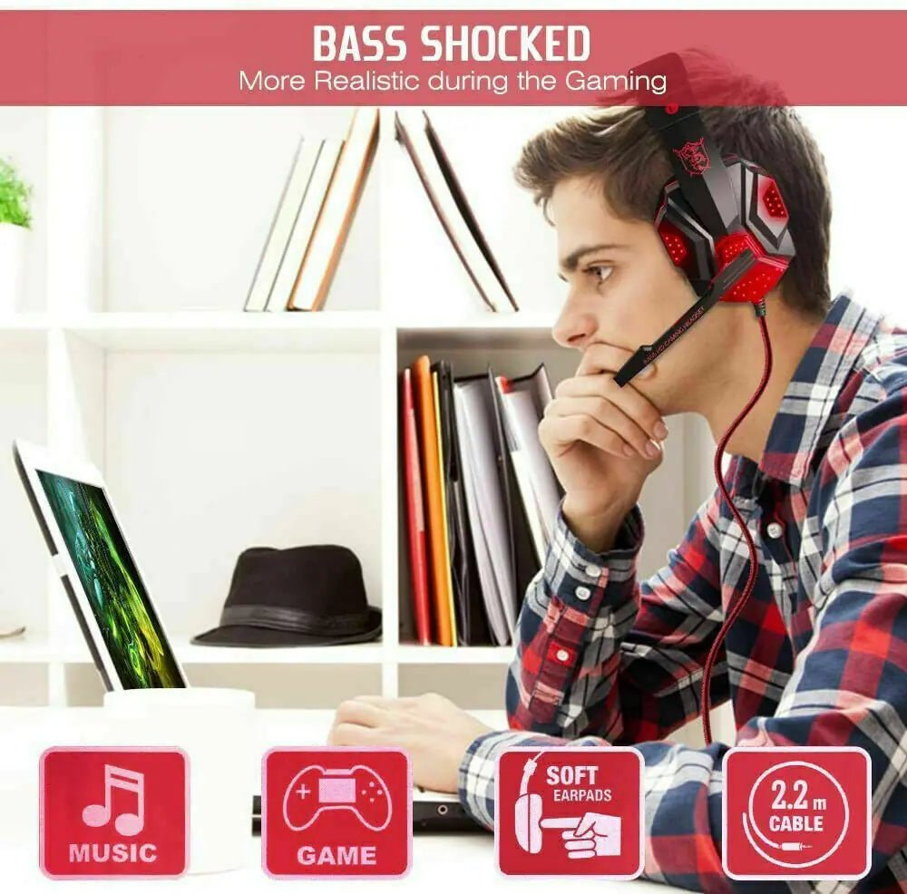 3.5mm Gaming Headset Mic LED Headphones Stereo Bass Surround For PC PS4 Xbox One - FASTSHOPP👜