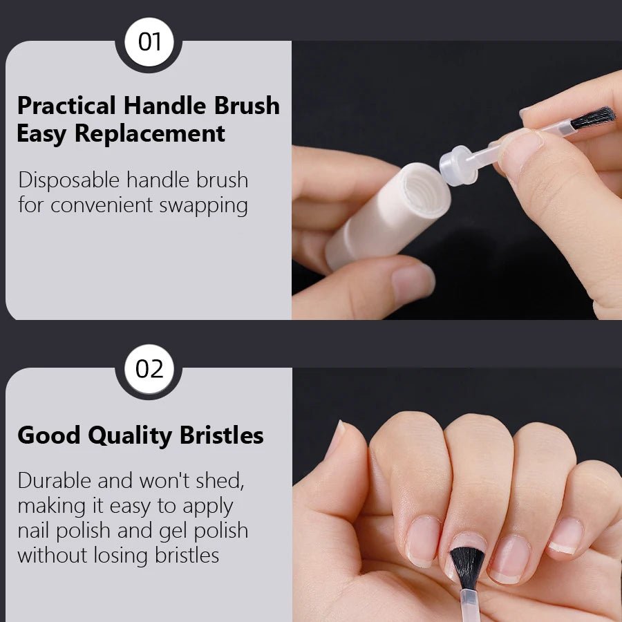 50Pcs Disposable Flat Nail Polish Brushes with Handle for Nail Polish, Gel Application Easy Replacement - FASTSHOPP👜