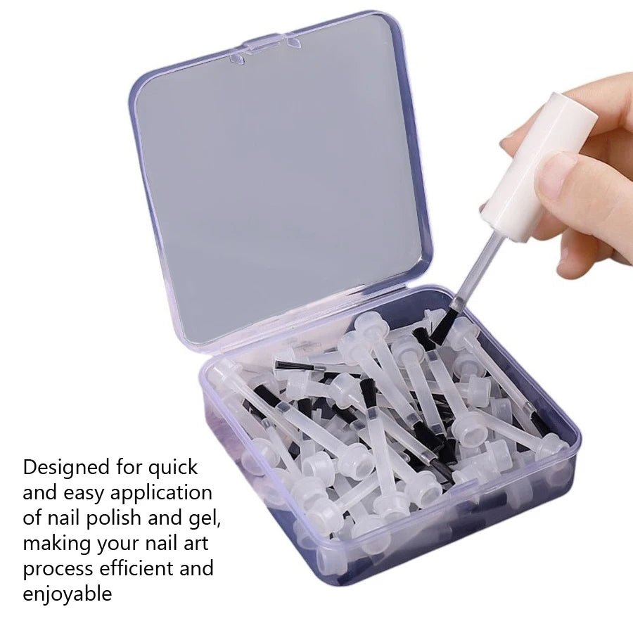 50Pcs Disposable Flat Nail Polish Brushes with Handle for Nail Polish, Gel Application Easy Replacement - FASTSHOPP👜
