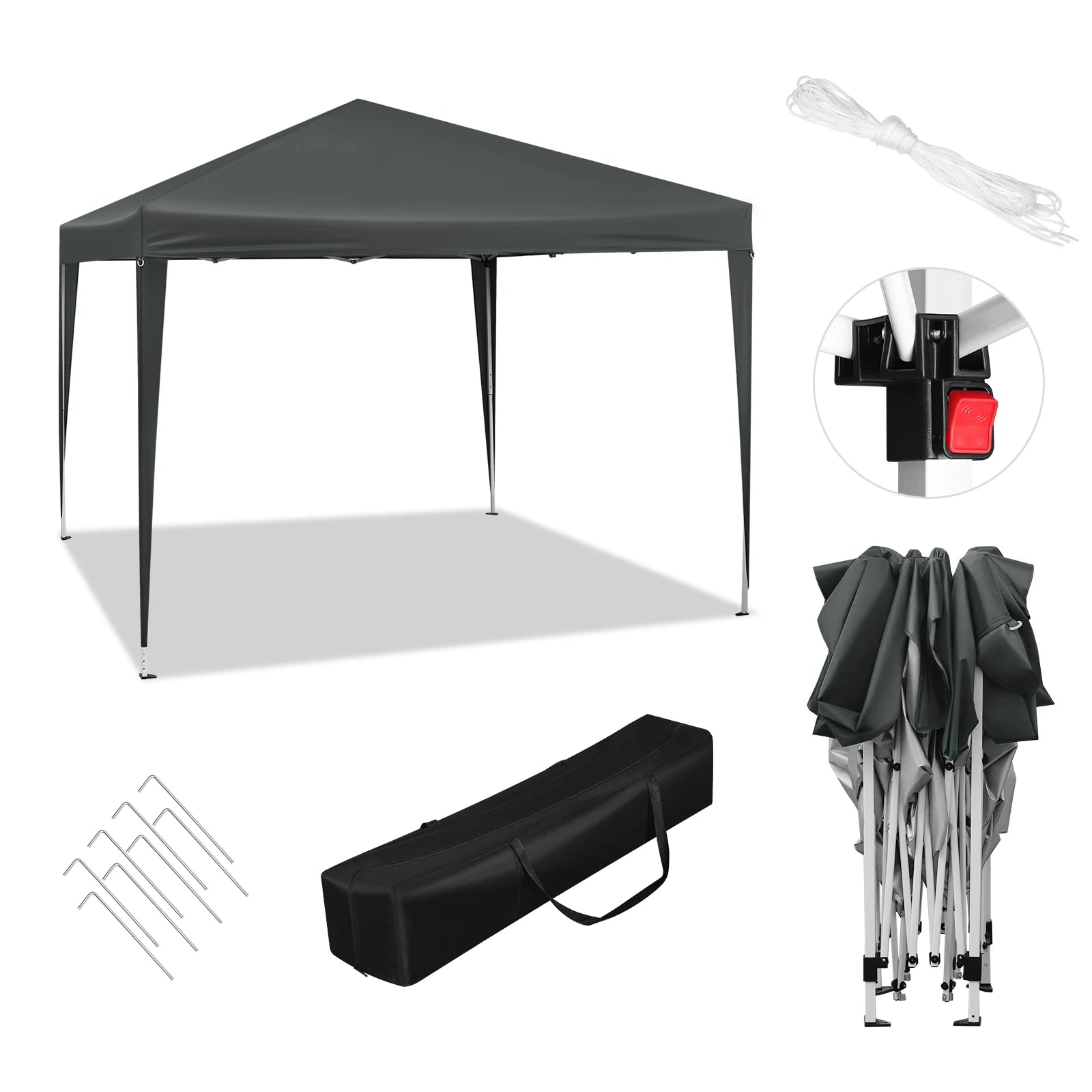 Pop-Up Folding Event Garden Gazebo Patio Waterproof Camping Festival Pagoda Tent Sun Protection for Wedding Beach Party