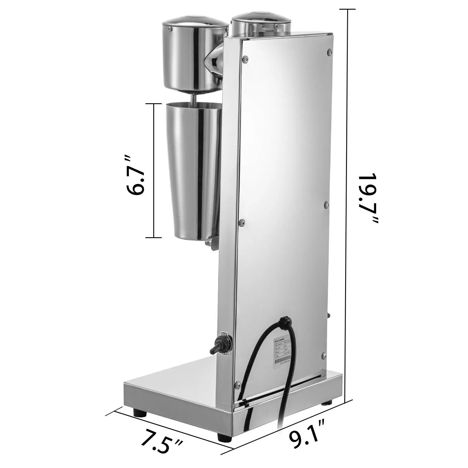 SucceBuy Milk Shake Machine 800ML Commercial Auto Double Cups Milkshaker Stainless Steel Shaking Maker Bubble Boba Drink Mixer