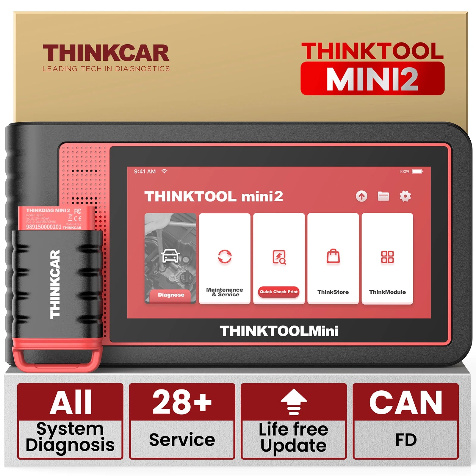 THINKCAR Thinktool Mini Mini 2 CANFD Car Diagnostic Tool Obd2 Scanner Automotive Diagnosis ECU Coding Obd 2 Diagnost 28 Resets