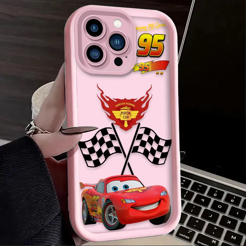 Case For iPhone 17 Air 16 16E 15 14 13 12 11 Pro Max X XS X S Max XR SE 2020 SE4 7 8 Luxury Lightning McQueen Silicone Cover