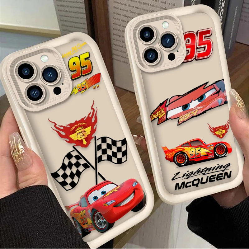 Case For iPhone 17 Air 16 16E 15 14 13 12 11 Pro Max X XS X S Max XR SE 2020 SE4 7 8 Luxury Lightning McQueen Silicone Cover