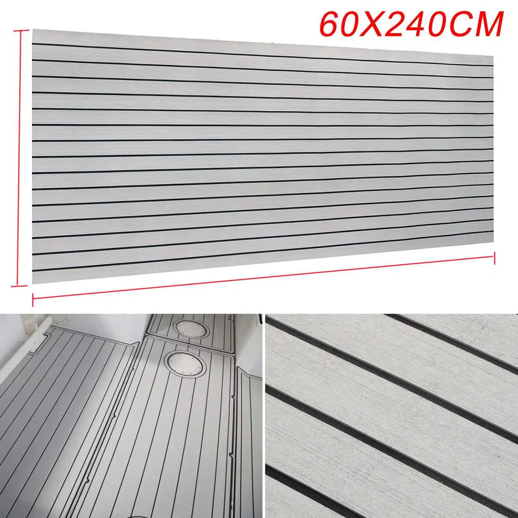 Self-Adhesive 2.4M Foam Teak Decking EVA Foam Marine Flooring Faux Boat Decking Sheet Accessories Marine Brown Black