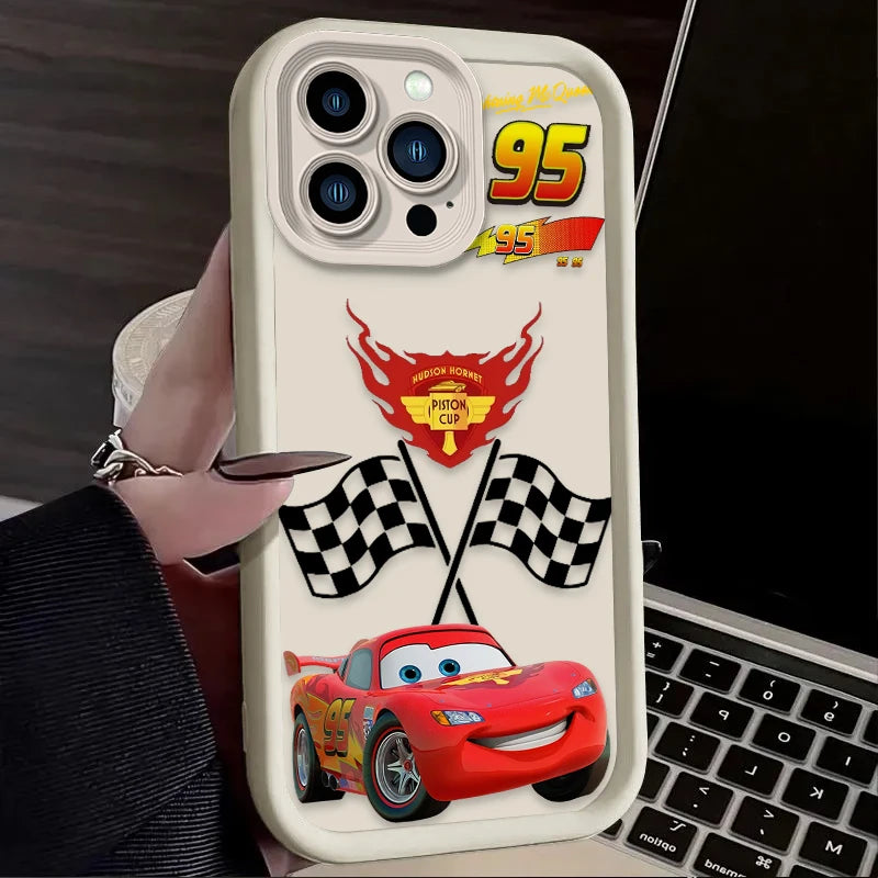 Case For iPhone 17 Air 16 16E 15 14 13 12 11 Pro Max X XS X S Max XR SE 2020 SE4 7 8 Luxury Lightning McQueen Silicone Cover