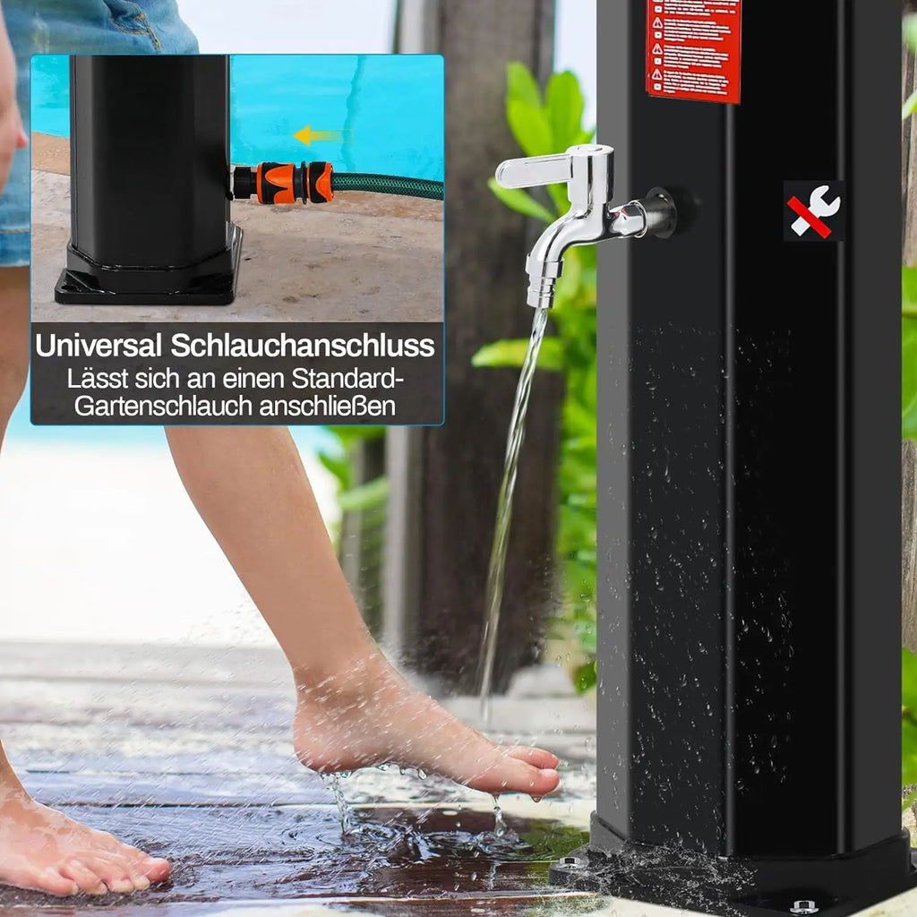 Camping Solar Powered 360° Shower head and Footwash Spout, 40L Outdoor Freestanding Temperature Controlled up to 60°C,with cover