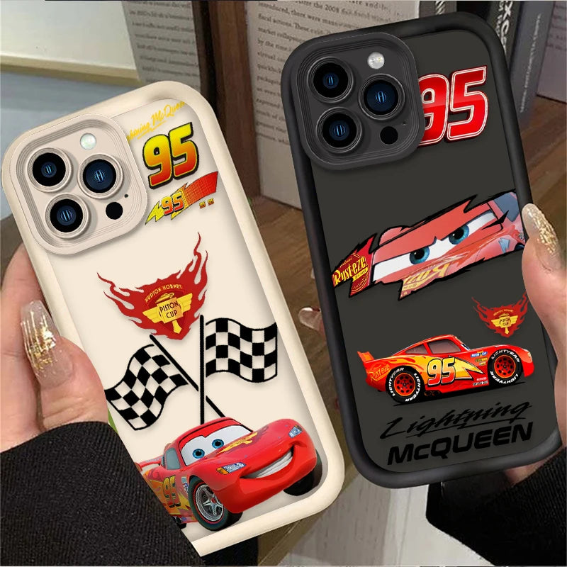 Case For iPhone 17 Air 16 16E 15 14 13 12 11 Pro Max X XS X S Max XR SE 2020 SE4 7 8 Luxury Lightning McQueen Silicone Cover