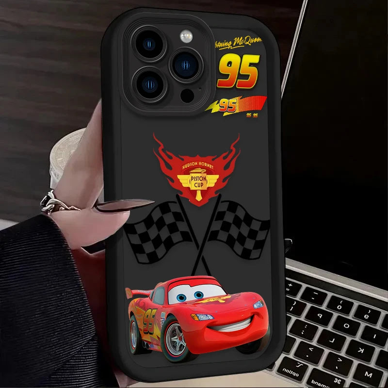 Case For iPhone 17 Air 16 16E 15 14 13 12 11 Pro Max X XS X S Max XR SE 2020 SE4 7 8 Luxury Lightning McQueen Silicone Cover