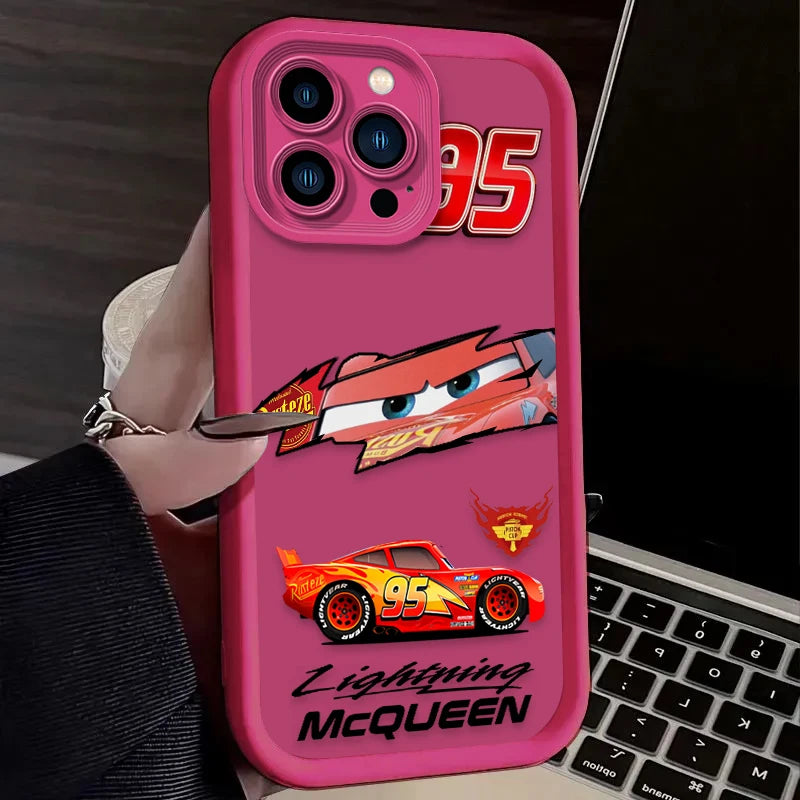 Case For iPhone 17 Air 16 16E 15 14 13 12 11 Pro Max X XS X S Max XR SE 2020 SE4 7 8 Luxury Lightning McQueen Silicone Cover