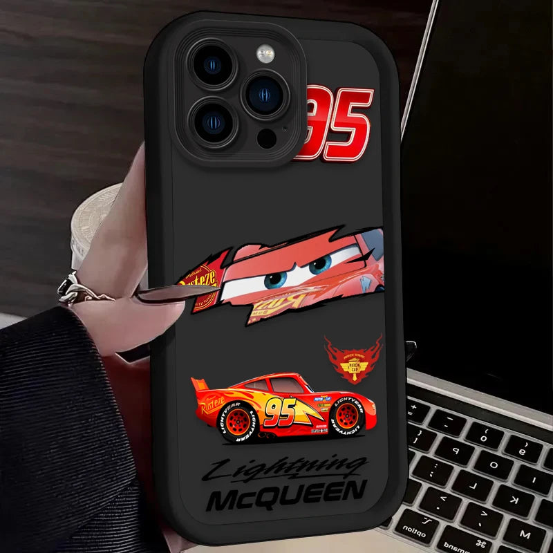 Case For iPhone 17 Air 16 16E 15 14 13 12 11 Pro Max X XS X S Max XR SE 2020 SE4 7 8 Luxury Lightning McQueen Silicone Cover