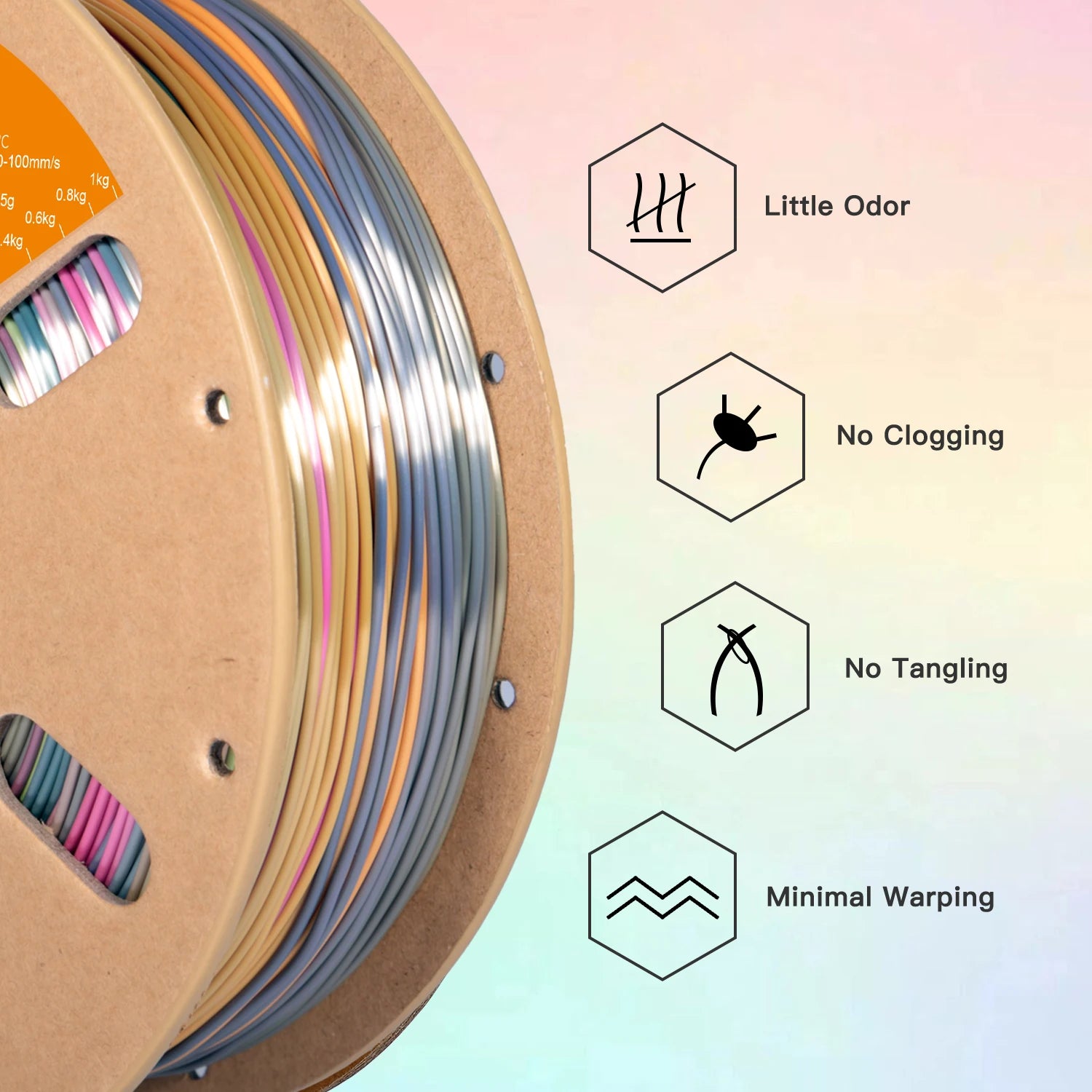 Eryone New Rainbow PLA Filament Multicolor Perfect Spooled 1.75mm 1KG Texture For 3d Printer High Quality Fast Shipping