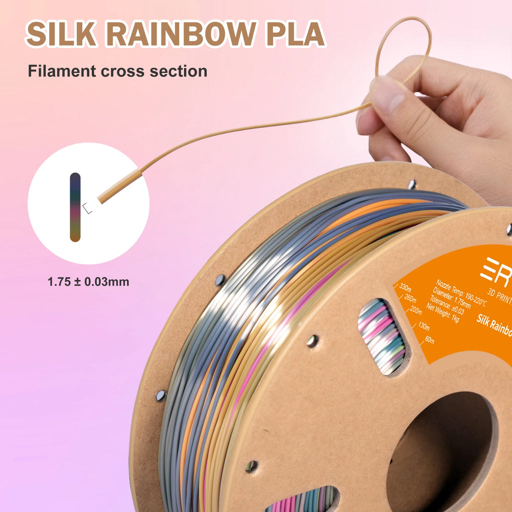 Eryone New Rainbow PLA Filament Multicolor Perfect Spooled 1.75mm 1KG Texture For 3d Printer High Quality Fast Shipping