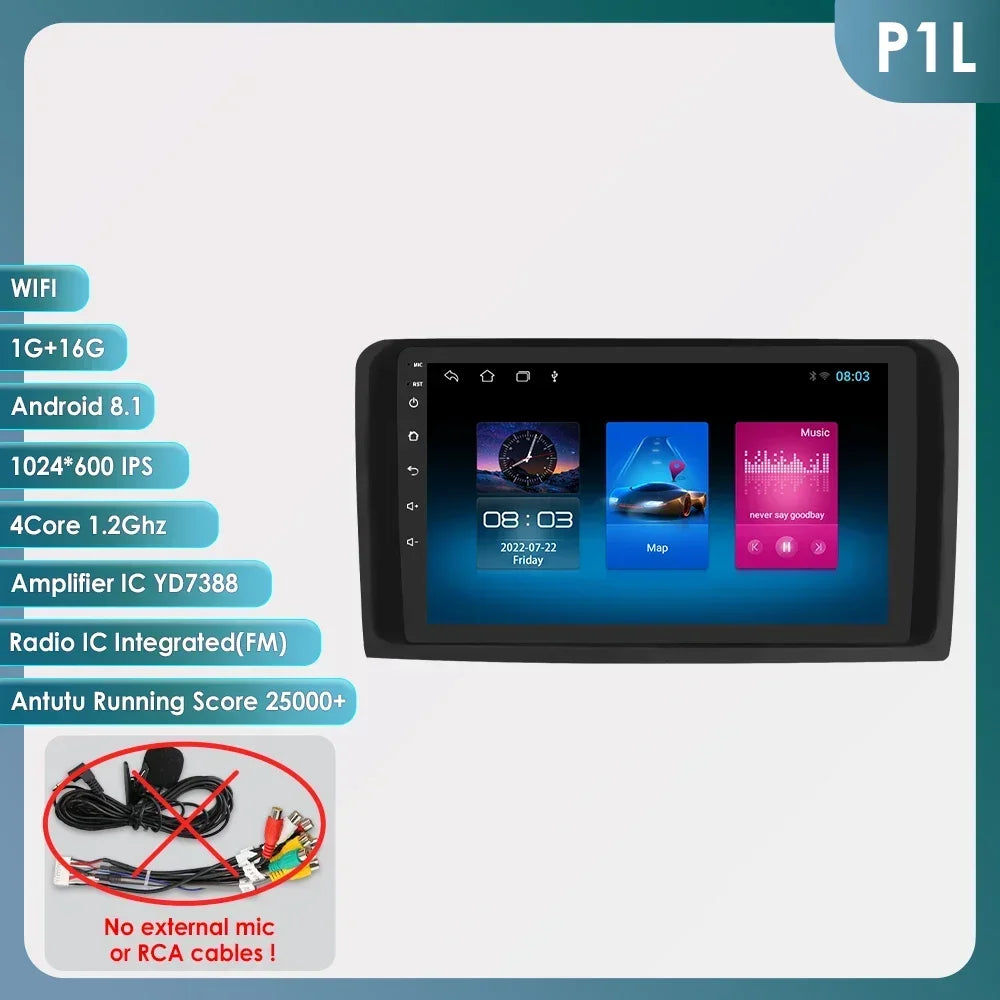 2 Din Android 14 Car Radio GPS with Screen for Mercedes ML W164 X164 ML350 ML300 GL500 ML320 ML280 GL350 Autoradio Multimedia 4G
