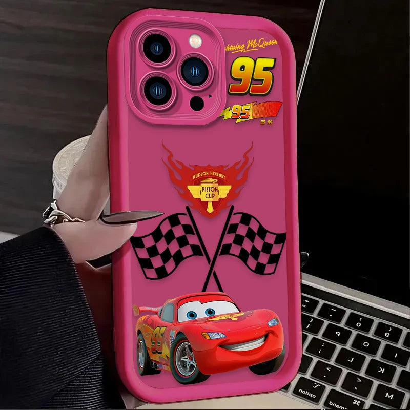 Case For iPhone 17 Air 16 16E 15 14 13 12 11 Pro Max X XS X S Max XR SE 2020 SE4 7 8 Luxury Lightning McQueen Silicone Cover