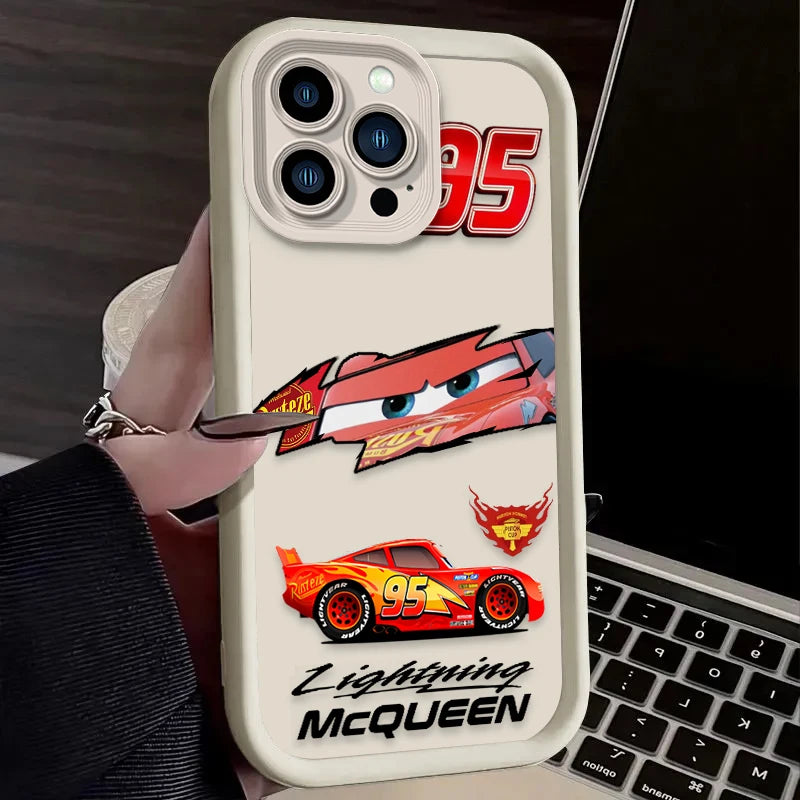 Case For iPhone 17 Air 16 16E 15 14 13 12 11 Pro Max X XS X S Max XR SE 2020 SE4 7 8 Luxury Lightning McQueen Silicone Cover