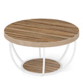 Tribesigns 31.7" Round Coffee Table, Industrial 2-Tier Circle Coffee Table with Storage Shelves, Modern Wooden Sofa Side Table