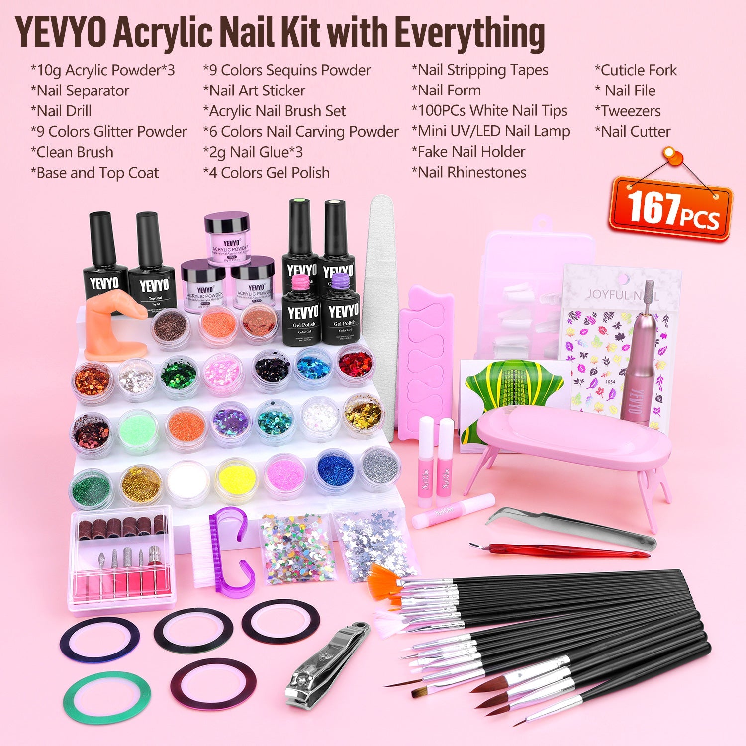 Acrylic Nail Kit With Drill, 4 Colors Gel Polish And UV Light Nail Kit, Birthday Gifts For Women, Valentines Day Gifts For Girl, Professional Nails Kit Acrylic Set With Everything For Beginners - FASTSHOPP👜
