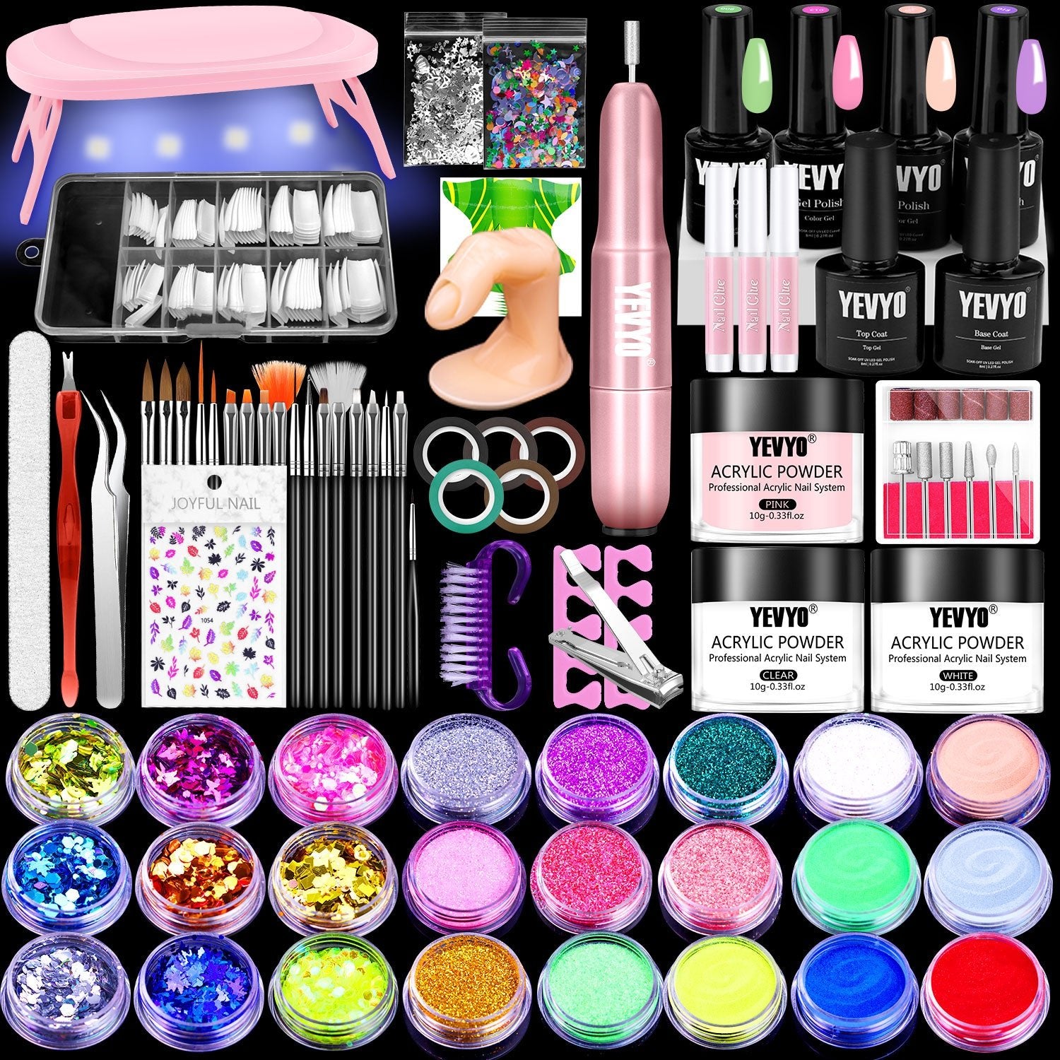 Acrylic Nail Kit With Drill, 4 Colors Gel Polish And UV Light Nail Kit, Birthday Gifts For Women, Valentines Day Gifts For Girl, Professional Nails Kit Acrylic Set With Everything For Beginners - FASTSHOPP👜