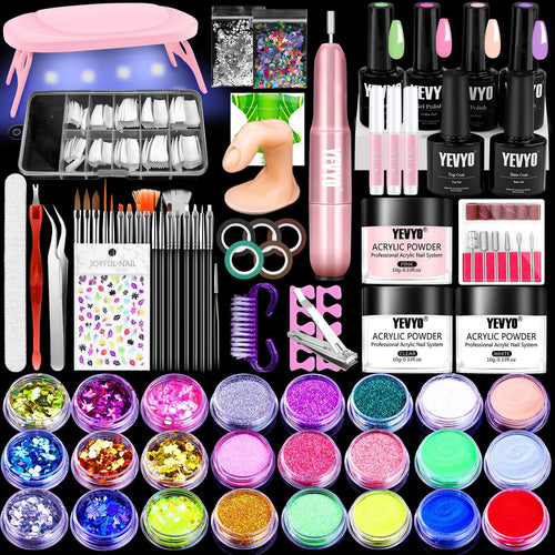 Acrylic Nail Kit With Drill, 4 Colors Gel Polish And UV Light Nail Kit, Birthday Gifts For Women, Valentines Day Gifts For Girl, Professional Nails Kit Acrylic Set With Everything For Beginners - FASTSHOPP👜