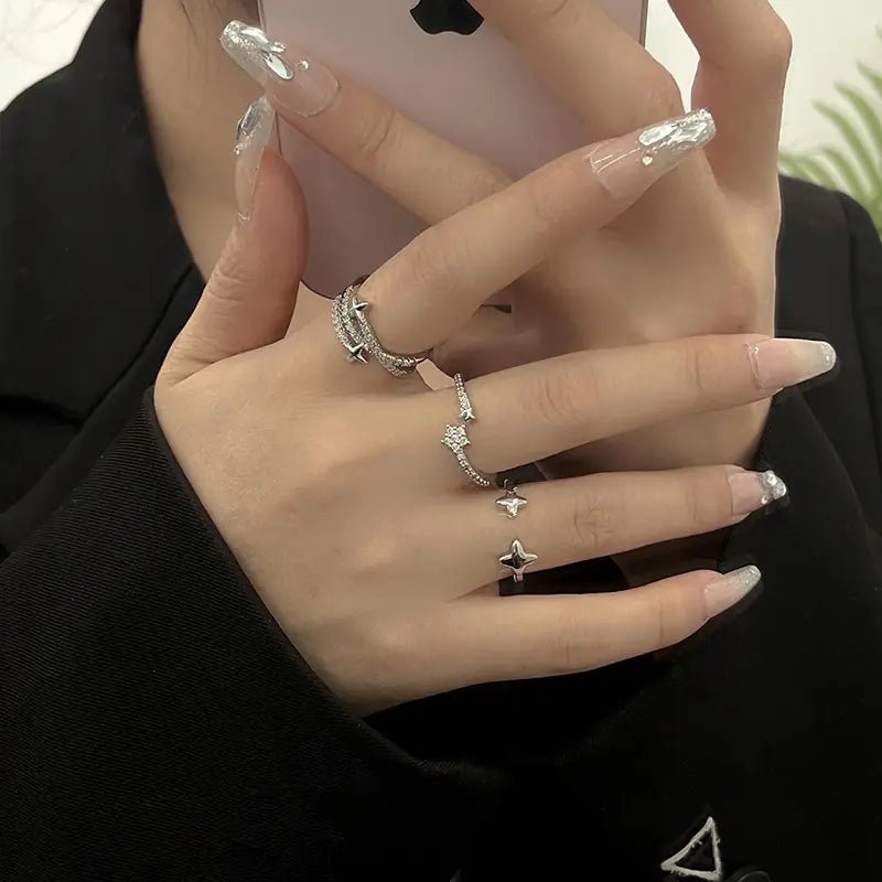 Exquisite Zircon Cross Asterism Ring for Women - FASTSHOPP👜