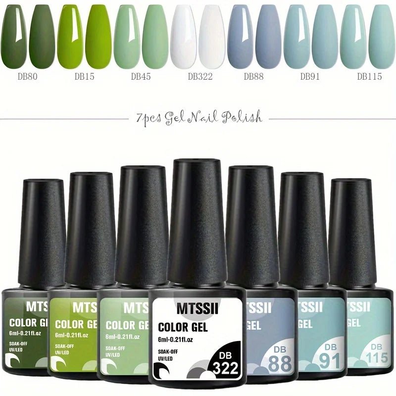 Mtssii 7pcs/set Gel Nail Polish Set For All Season Nail Art Semi - permanent nail polish Soak Off UV/LED Gel Polish nail supplies - FASTSHOPP👜