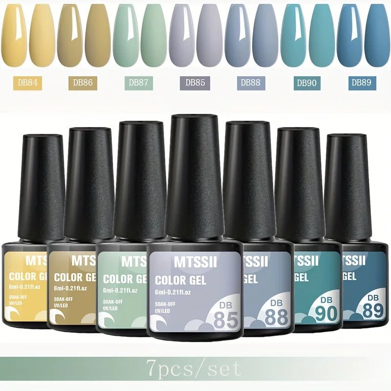 Mtssii 7pcs/set Gel Nail Polish Set For All Season Nail Art Semi - permanent nail polish Soak Off UV/LED Gel Polish nail supplies - FASTSHOPP👜