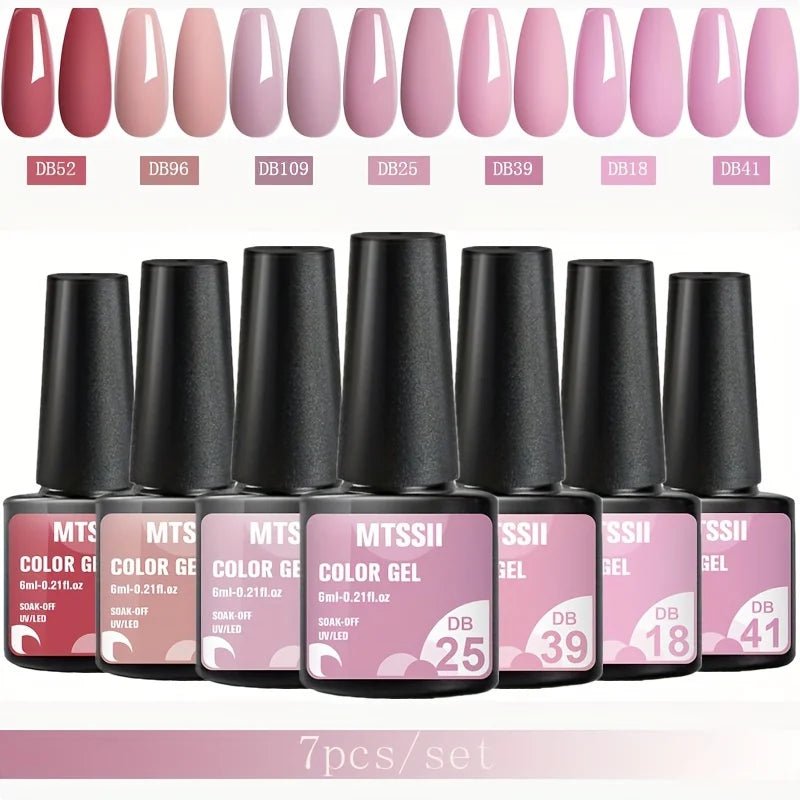 Mtssii 7pcs/set Gel Nail Polish Set For All Season Nail Art Semi - permanent nail polish Soak Off UV/LED Gel Polish nail supplies - FASTSHOPP👜
