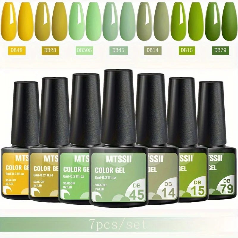 Mtssii 7pcs/set Gel Nail Polish Set For All Season Nail Art Semi - permanent nail polish Soak Off UV/LED Gel Polish nail supplies - FASTSHOPP👜