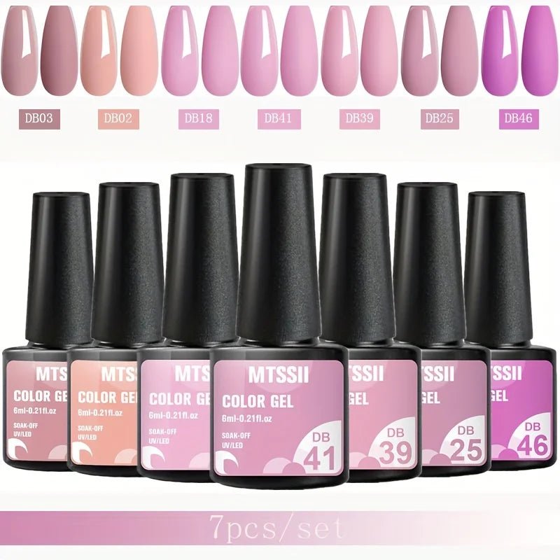Mtssii 7pcs/set Gel Nail Polish Set For All Season Nail Art Semi - permanent nail polish Soak Off UV/LED Gel Polish nail supplies - FASTSHOPP👜