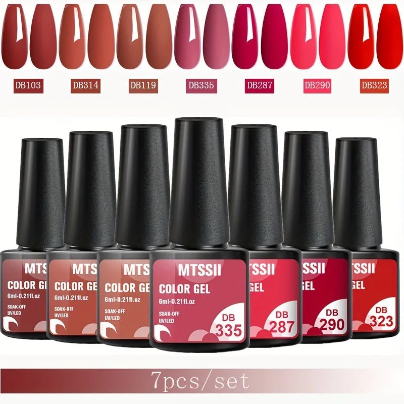 Mtssii 7pcs/set Gel Nail Polish Set For All Season Nail Art Semi - permanent nail polish Soak Off UV/LED Gel Polish nail supplies - FASTSHOPP👜