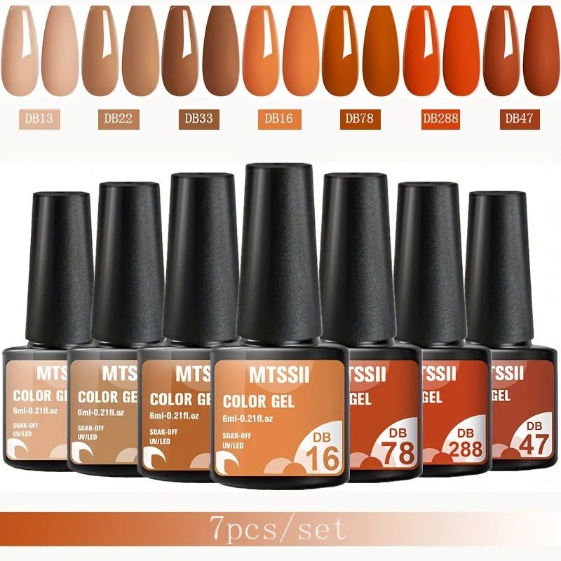 Mtssii 7pcs/set Gel Nail Polish Set For All Season Nail Art Semi - permanent nail polish Soak Off UV/LED Gel Polish nail supplies - FASTSHOPP👜