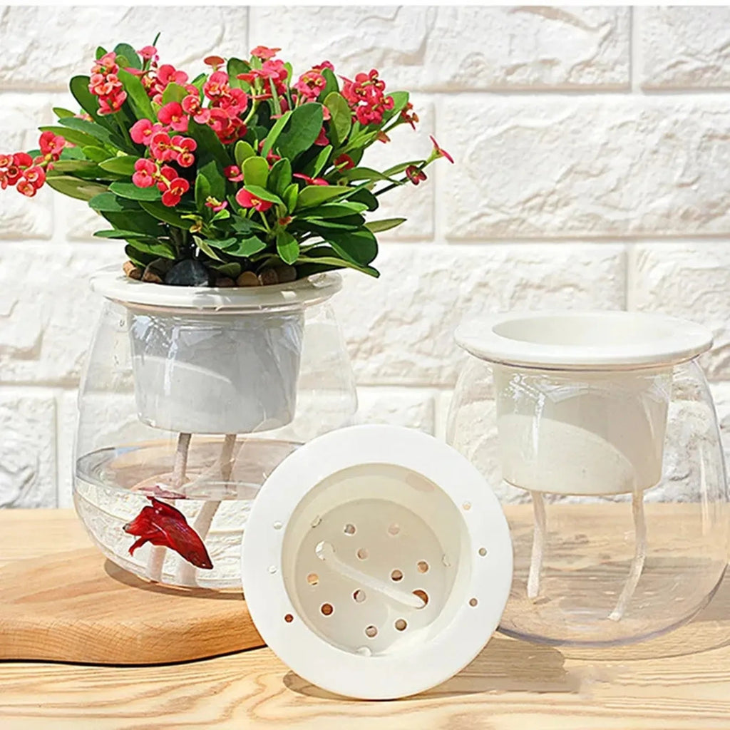 Self Watering Planter Pots Flowerpot Mini Round Design Succulent Plant Pot Indoor Lazy Flower Pot Garden Modern Decorative Pot - FASTSHOPP👜