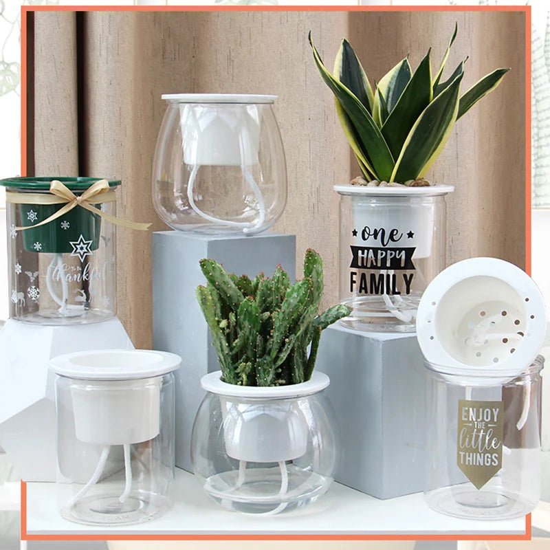Self Watering Planter Pots Flowerpot Mini Round Design Succulent Plant Pot Indoor Lazy Flower Pot Garden Modern Decorative Pot - FASTSHOPP👜