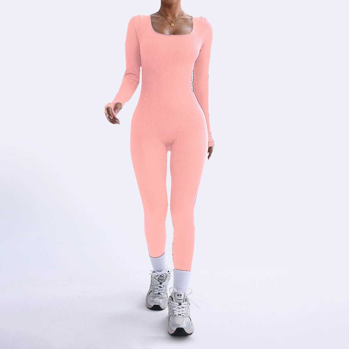 Threaded Square Collar Buttocks Slim Jumpsuit - FASTSHOPP👜