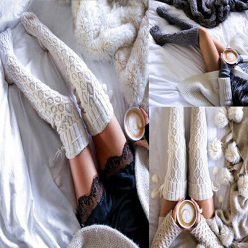 Twist Over The Knee Stockings Bunching Socks Women - FASTSHOPP👜