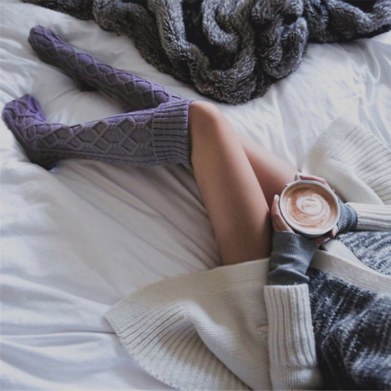 Twist Over The Knee Stockings Bunching Socks Women - FASTSHOPP👜