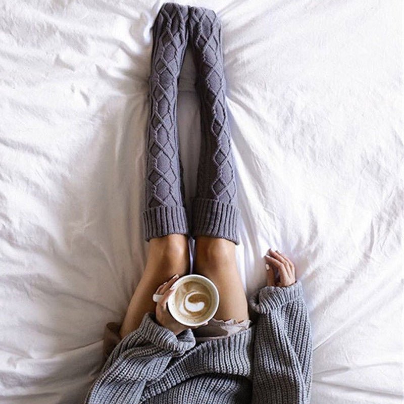 Twist Over The Knee Stockings Bunching Socks Women - FASTSHOPP👜