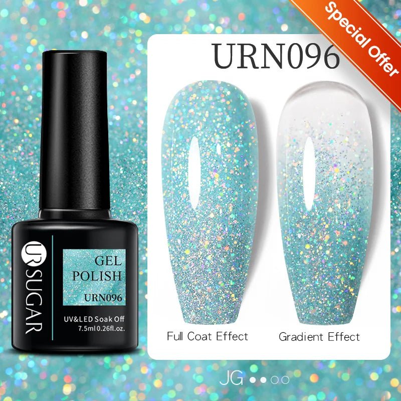 UR SUGAR 7ml Glitter UV Gel Nail Polish Glitter Sequins Soak Off UV Gel Varnish Colorful Nail Gel Polish DIY Nail Art Polish - FASTSHOPP👜