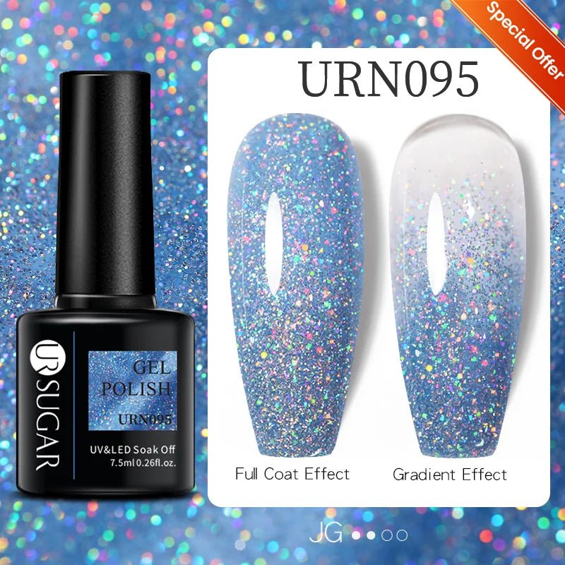 UR SUGAR 7ml Glitter UV Gel Nail Polish Glitter Sequins Soak Off UV Gel Varnish Colorful Nail Gel Polish DIY Nail Art Polish - FASTSHOPP👜