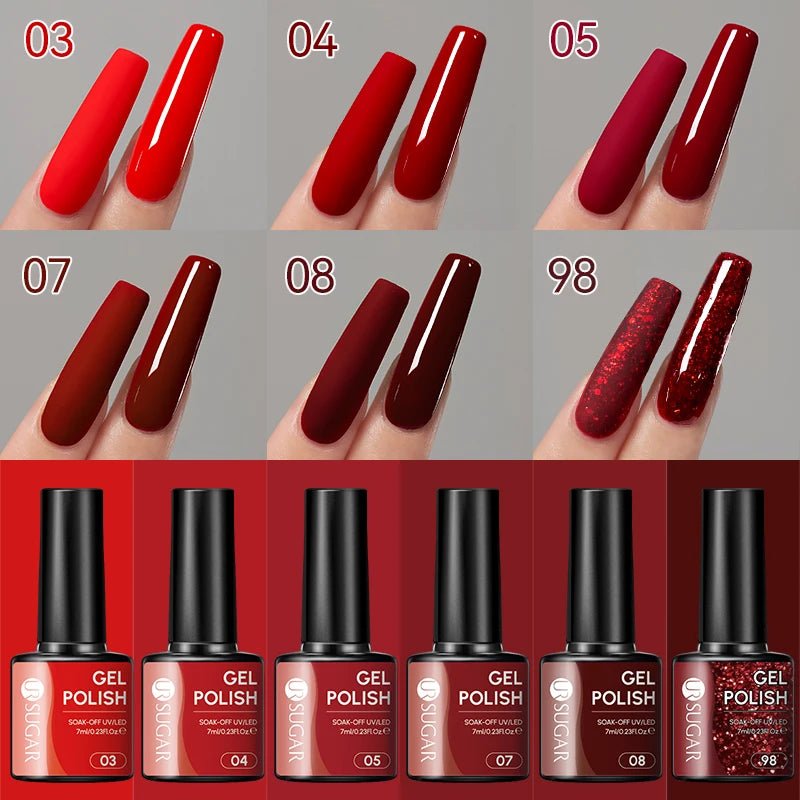 UR SUGAR 7ml Glitter UV Gel Nail Polish Glitter Sequins Soak Off UV Gel Varnish Colorful Nail Gel Polish DIY Nail Art Polish - FASTSHOPP👜