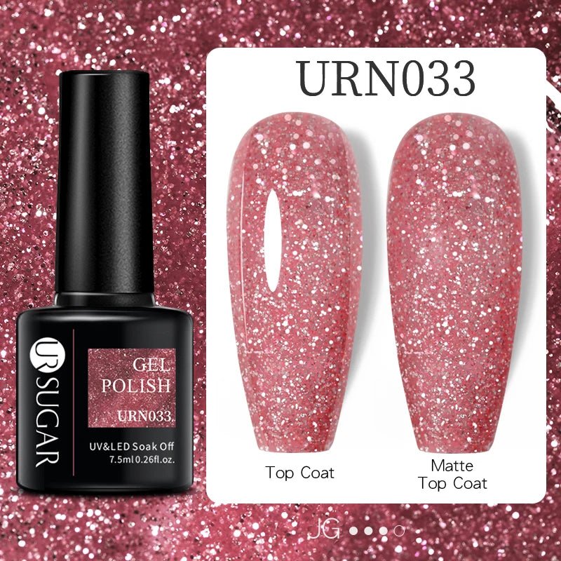 UR SUGAR 7ml Glitter UV Gel Nail Polish Glitter Sequins Soak Off UV Gel Varnish Colorful Nail Gel Polish DIY Nail Art Polish - FASTSHOPP👜