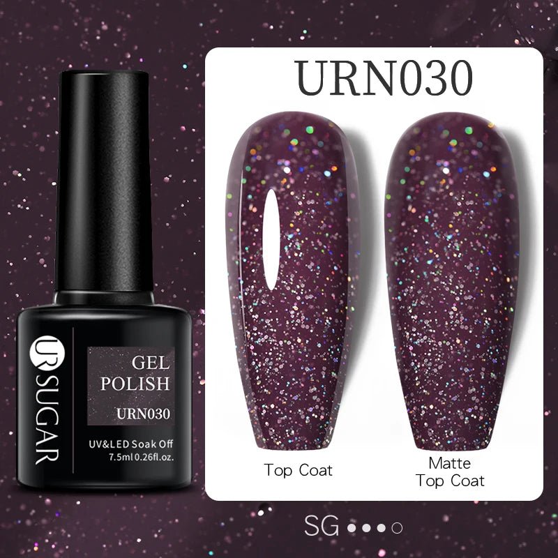 UR SUGAR 7ml Glitter UV Gel Nail Polish Glitter Sequins Soak Off UV Gel Varnish Colorful Nail Gel Polish DIY Nail Art Polish - FASTSHOPP👜