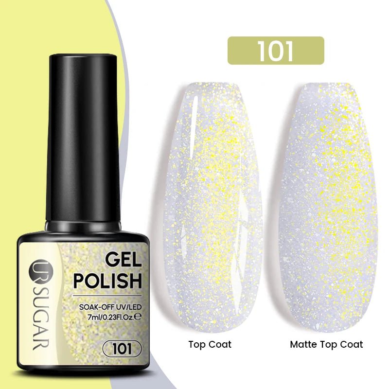 UR SUGAR 7ml Glitter UV Gel Nail Polish Glitter Sequins Soak Off UV Gel Varnish Colorful Nail Gel Polish DIY Nail Art Polish - FASTSHOPP👜