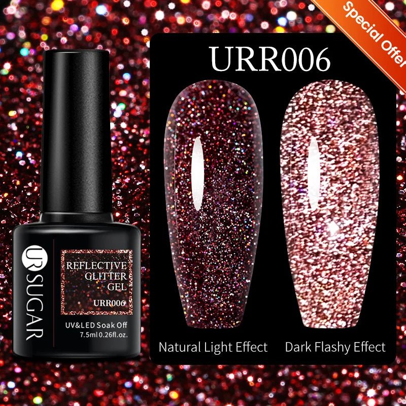 UR SUGAR 7ml Glitter UV Gel Nail Polish Glitter Sequins Soak Off UV Gel Varnish Colorful Nail Gel Polish DIY Nail Art Polish - FASTSHOPP👜