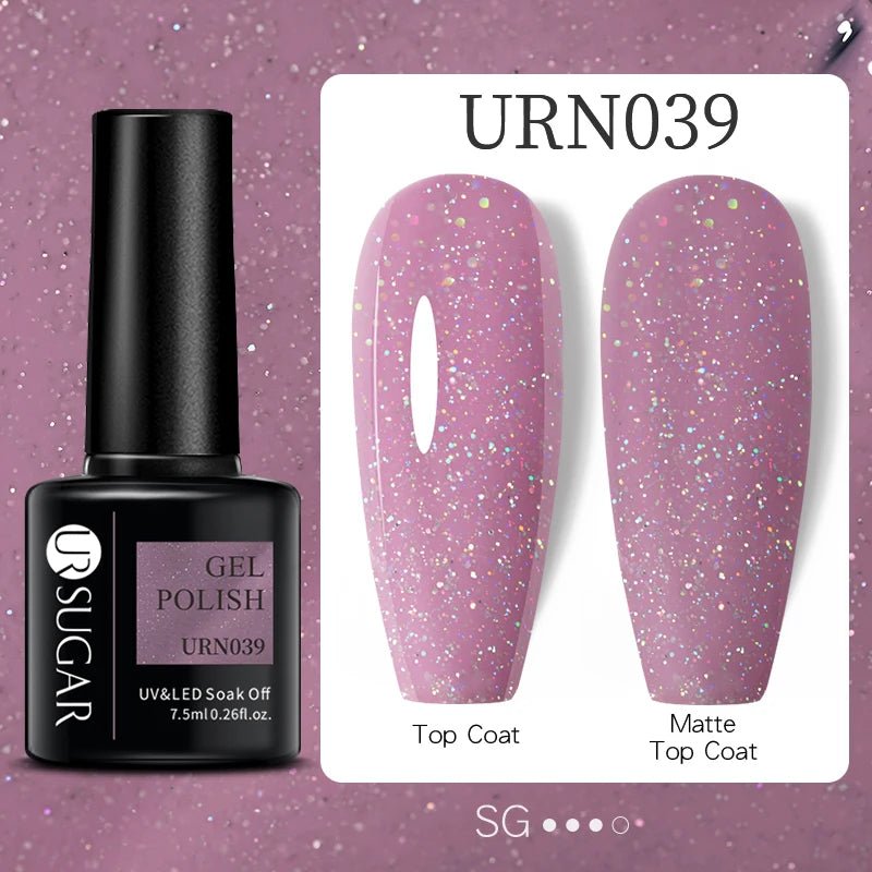 UR SUGAR 7ml Glitter UV Gel Nail Polish Glitter Sequins Soak Off UV Gel Varnish Colorful Nail Gel Polish DIY Nail Art Polish - FASTSHOPP👜