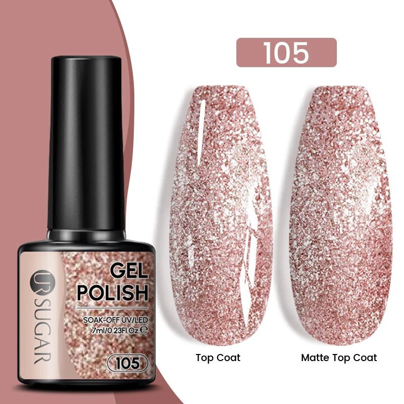 UR SUGAR 7ml Glitter UV Gel Nail Polish Glitter Sequins Soak Off UV Gel Varnish Colorful Nail Gel Polish DIY Nail Art Polish - FASTSHOPP👜
